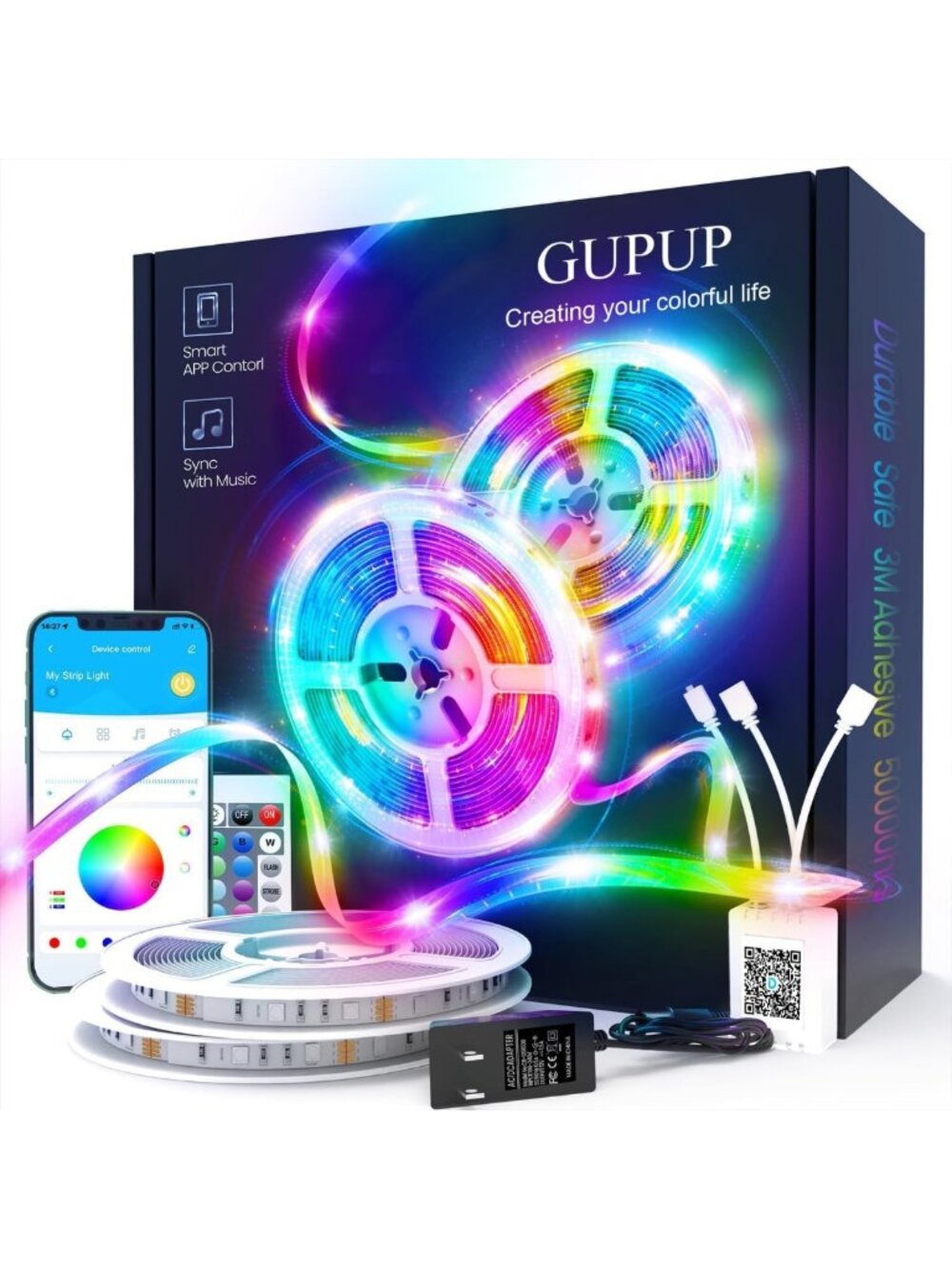 100FT LED Strip Lights, RGB Color Changing Rope Light, Bluetooth App Control